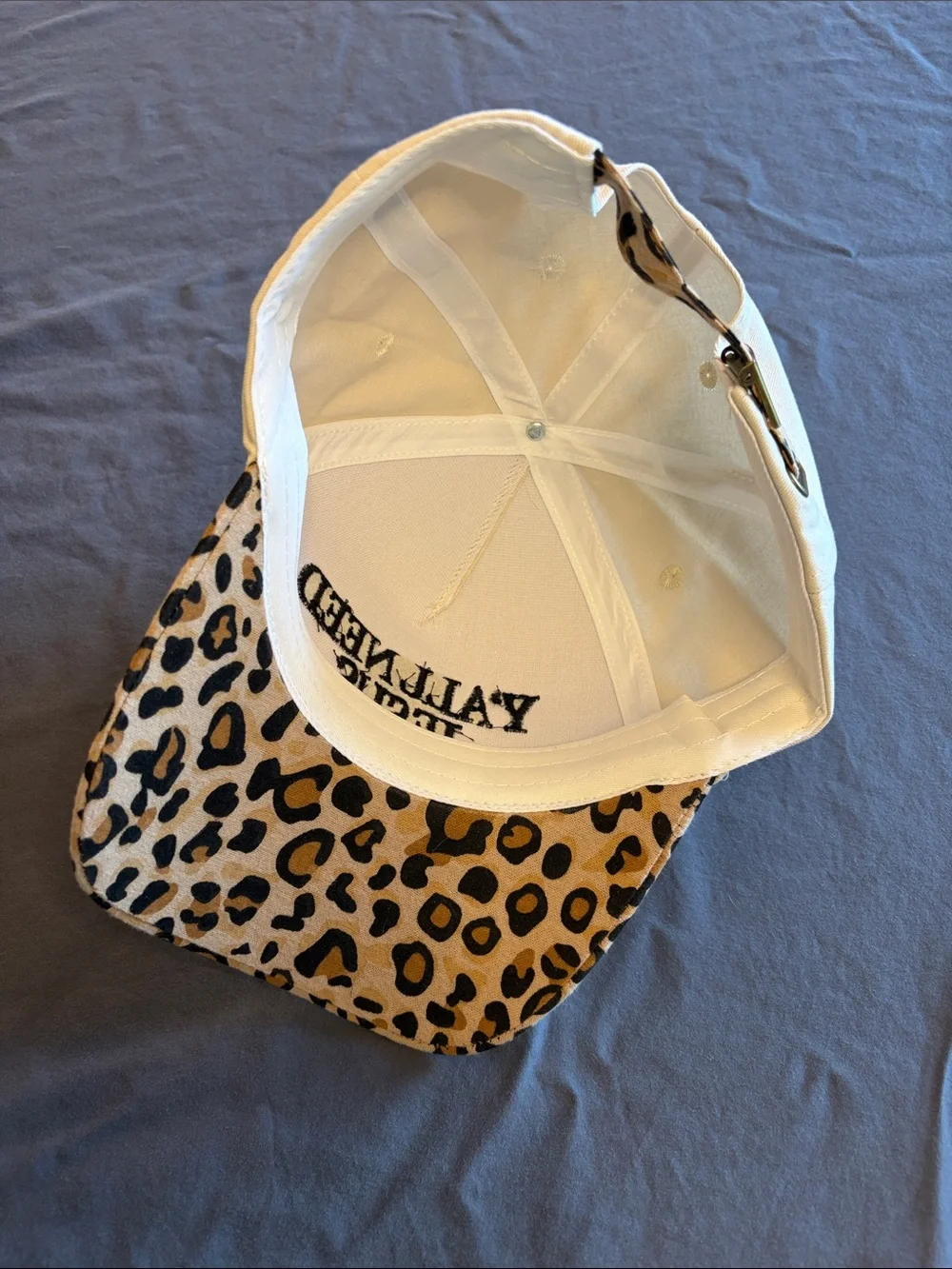 YALL NEED JESUS Cap with Leopard Brim - Cream